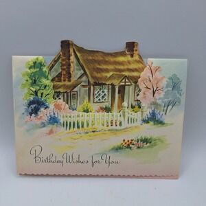 Vintage Pop Up Birthday Card Whimsical Cottage Wishes for You Auntie Evelyn‎
